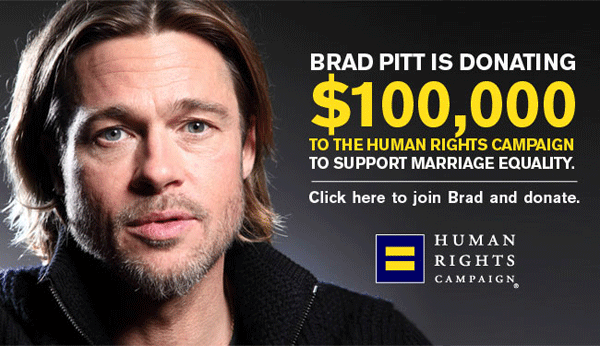 La donación de Brad Pitt en apoyo al matrimonio homosexual