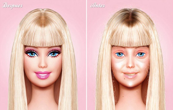 Se muestra a la muñeca Barbie sin maquillaje