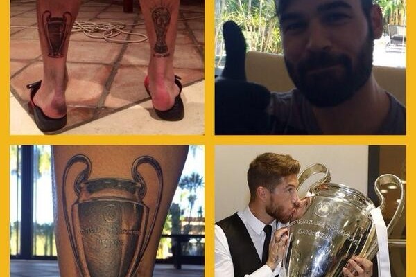 Sergio Ramos se tatua la copa de la Champions